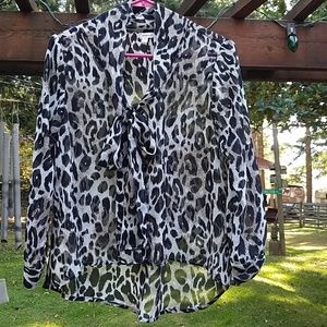 Marisol | Sheer Leopard Blouse- Size Large